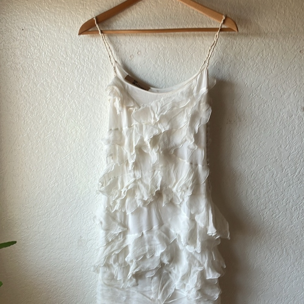 John Galliano 100% Silk White w. Sparkle Ruffle Maxi Dress PRICE FIXED women 4 - Picture 7 of 17